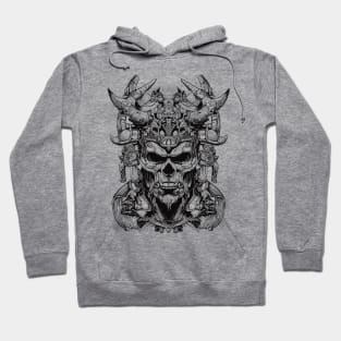 Line Art Skull Head Warrior - Light Version Hoodie